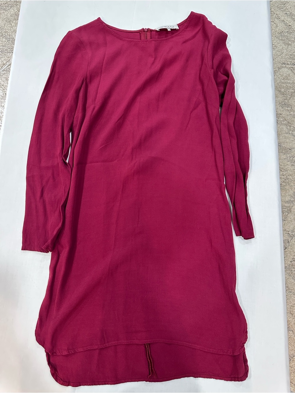 Wayf Long Sleeve Shift Dress in Raspberry
